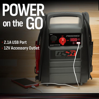 DSR Proseries Car Battery Jump Starter - 2200 Peak Amp 12V Car Starter, Jump Box & Portable Power Station - Digital Display, Heavy-Duty Clamps - DSR165