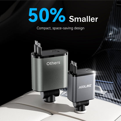 4 in 1 Retractable Car Charger,Smaller Super Fast Charger with Retractable Cords, Car Charger Fast Charging,Usb C Charger Adpater Compatible with Iphone 16 15 14 13 Pro Max,Galaxy,Pixel