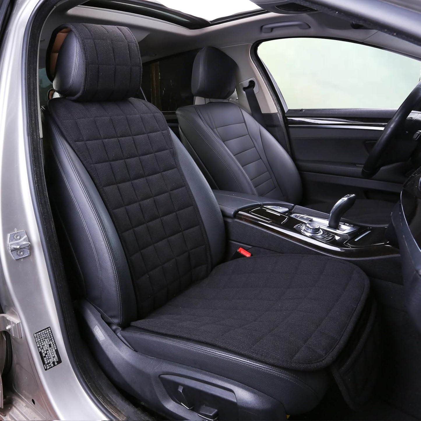 Cooling Car Seat Covers,Cloth Seat Covers for Cars,Linen Car Seat Protector,Front Seat Only Universal Fits Most Automotive,Vans,Suvs,Trucks Black