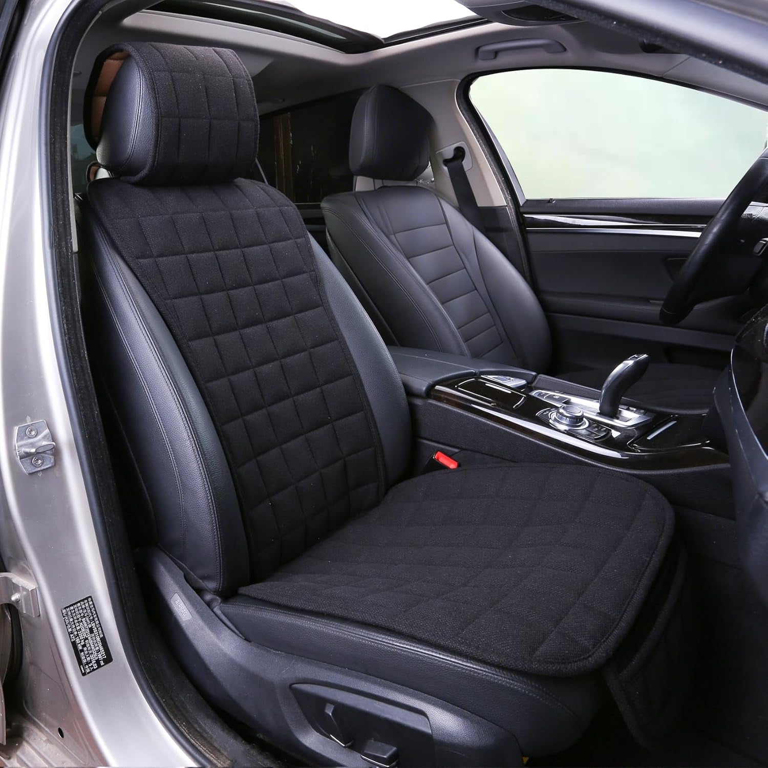 Cooling Car Seat Covers,Cloth Seat Covers for Cars,Linen Car Seat Protector,Front Seat Only Universal Fits Most Automotive,Vans,Suvs,Trucks Black