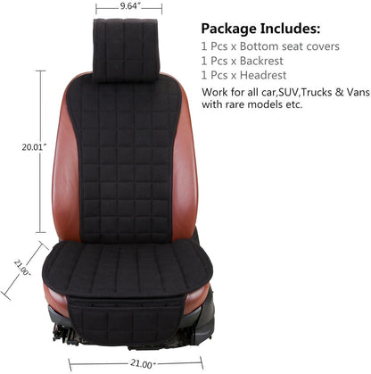 Cooling Car Seat Covers,Cloth Seat Covers for Cars,Linen Car Seat Protector,Front Seat Only Universal Fits Most Automotive,Vans,Suvs,Trucks Black