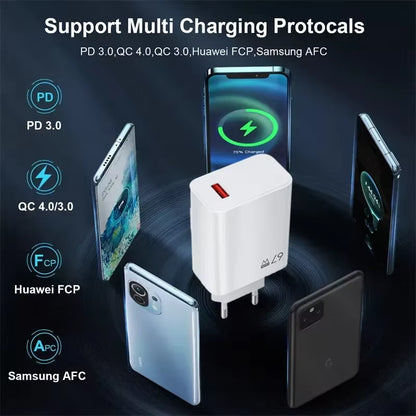 Gan USB Fast Charger Quick Charge 3.0 for Xiaomi 14 13 12 11 10 Ultra Redmi Note 12T 13 Pro Turbo 6A USB Type C Charging Cable