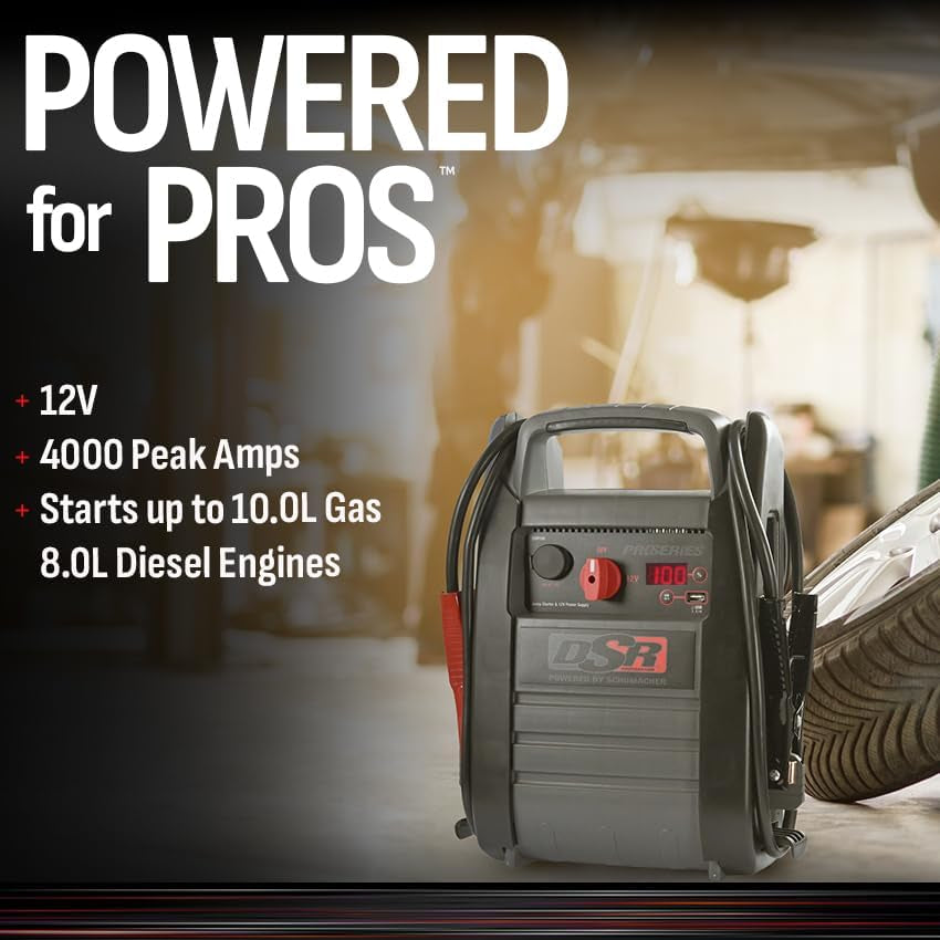 DSR Proseries Car Battery Jump Starter - 2200 Peak Amp 12V Car Starter, Jump Box & Portable Power Station - Digital Display, Heavy-Duty Clamps - DSR165
