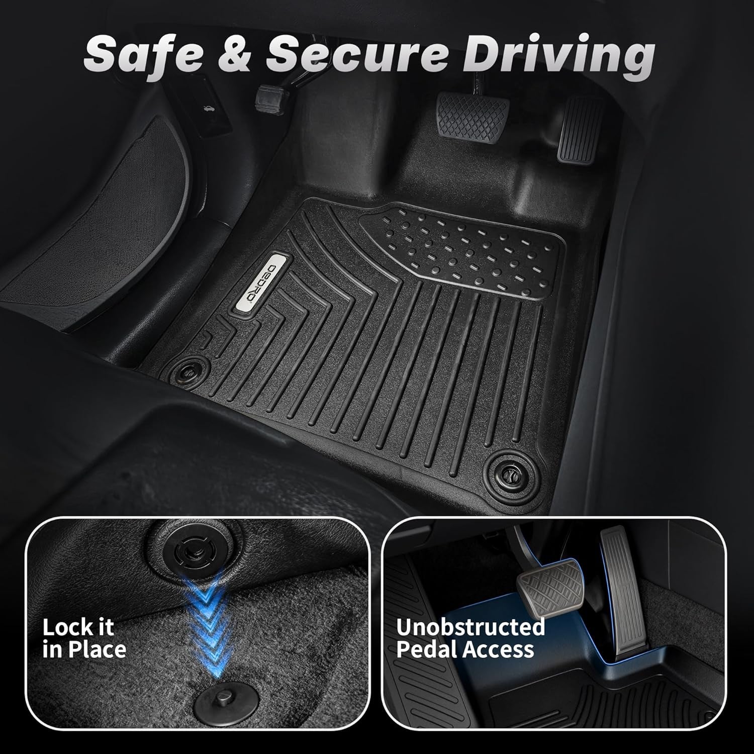 Upgraded Floor Mats Fit for Honda Civic 2016-2021 Coupe/Sedan/Type R, Tailored Fit for Honda Civic Hatchback 2017-2021 Accessories, All Weather TPE Floor Liners, 1St and 2Nd Row
