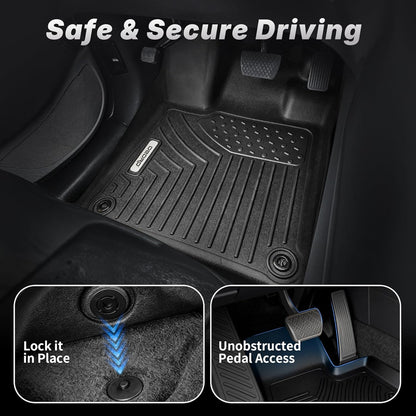 Upgraded Floor Mats Fit for Honda Civic 2016-2021 Coupe/Sedan/Type R, Tailored Fit for Honda Civic Hatchback 2017-2021 Accessories, All Weather TPE Floor Liners, 1St and 2Nd Row