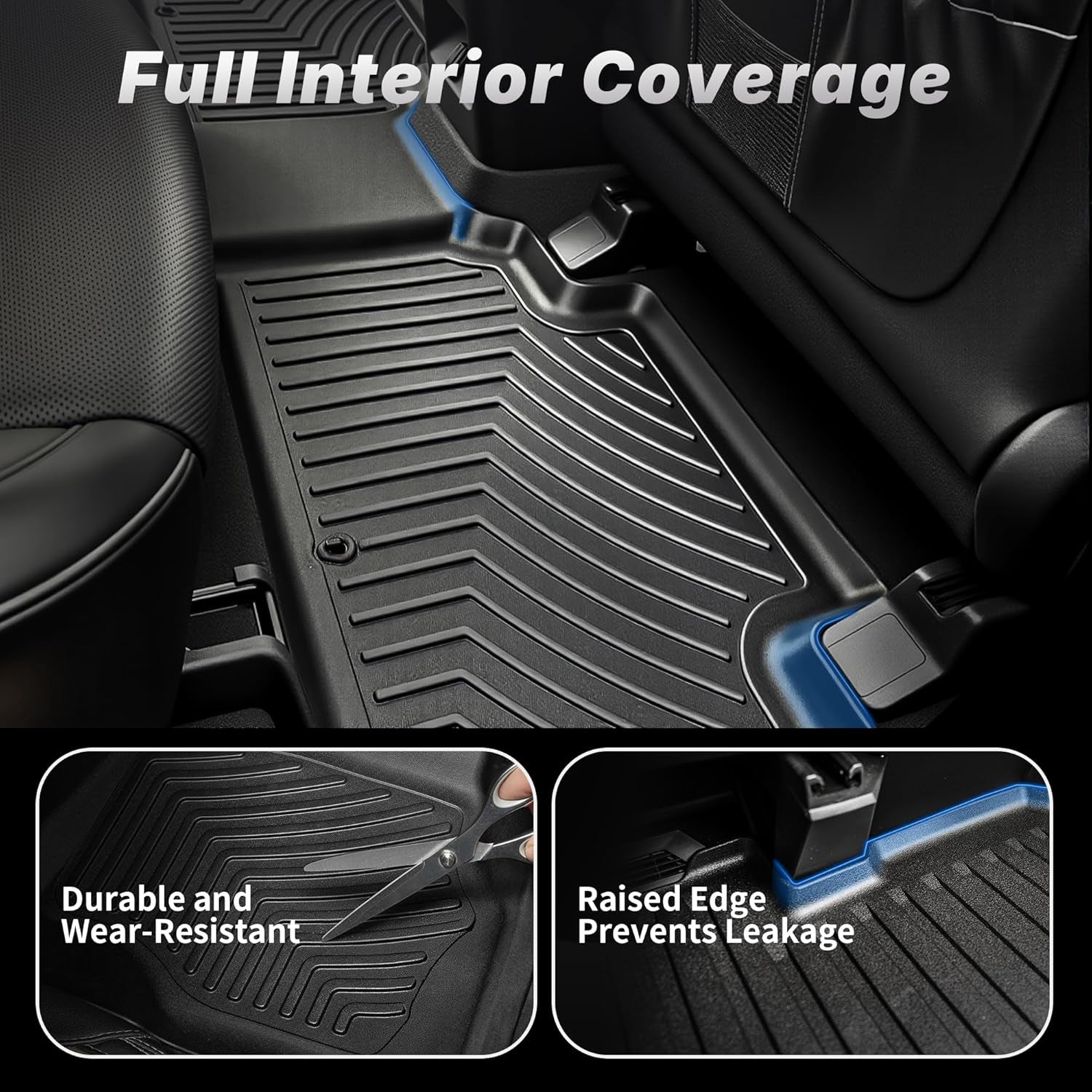 Upgraded Floor Mats Fit for Honda Civic 2016-2021 Coupe/Sedan/Type R, Tailored Fit for Honda Civic Hatchback 2017-2021 Accessories, All Weather TPE Floor Liners, 1St and 2Nd Row
