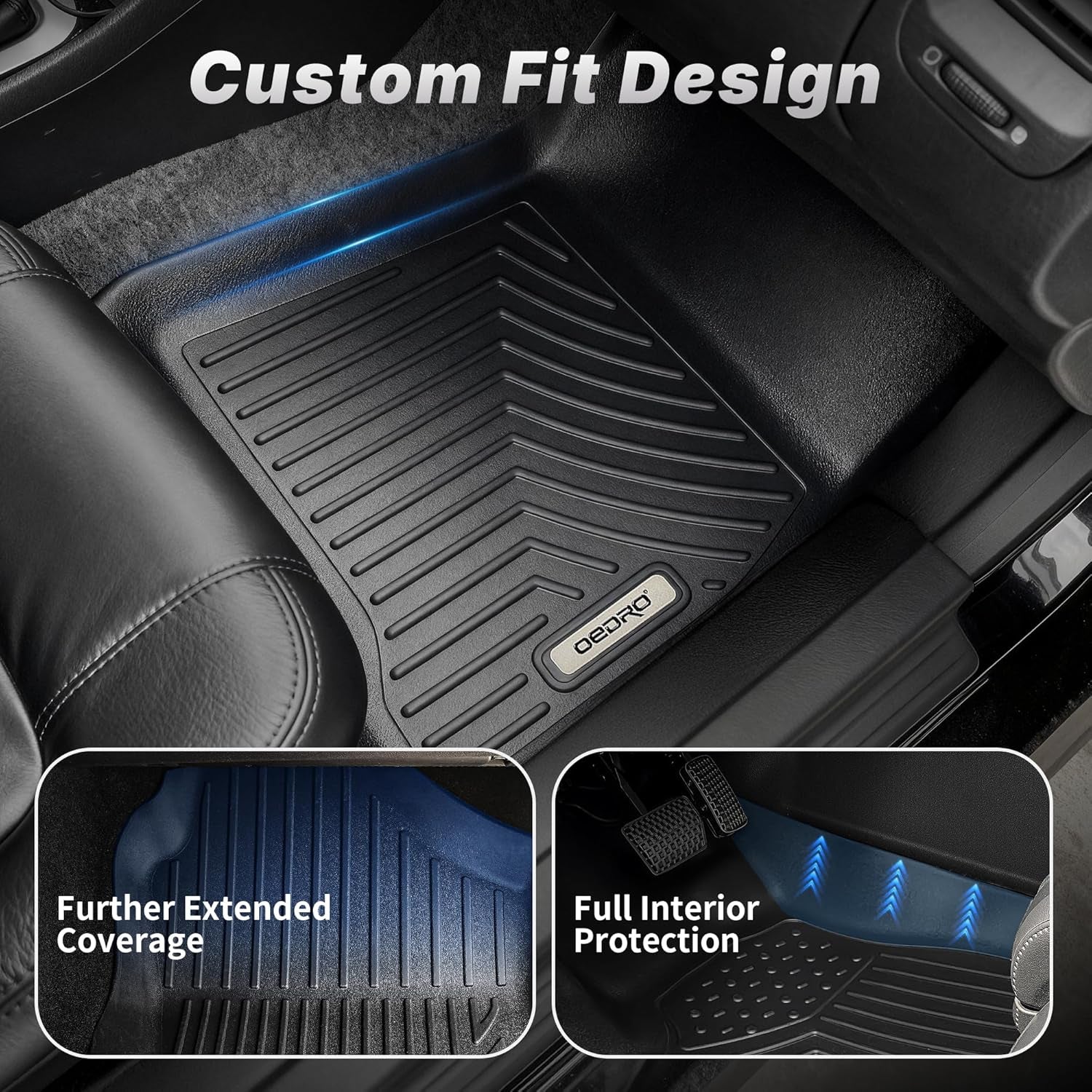 Upgraded Floor Mats Fit for Honda Civic 2016-2021 Coupe/Sedan/Type R, Tailored Fit for Honda Civic Hatchback 2017-2021 Accessories, All Weather TPE Floor Liners, 1St and 2Nd Row