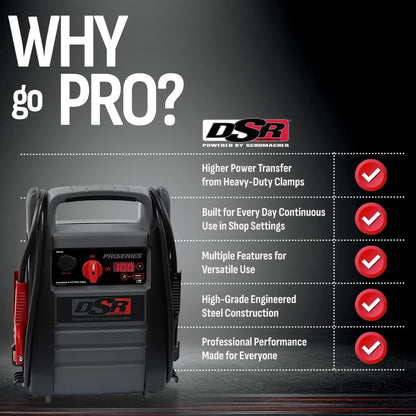 DSR Proseries Car Battery Jump Starter - 2200 Peak Amp 12V Car Starter, Jump Box & Portable Power Station - Digital Display, Heavy-Duty Clamps - DSR165